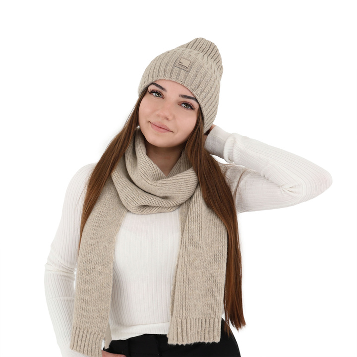 Dam vinter halsduk, beige, ull, Loretta