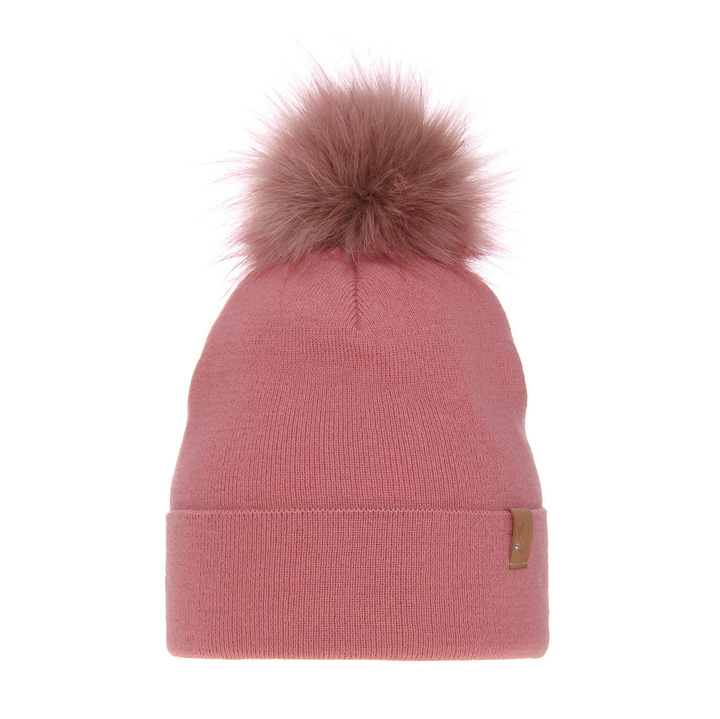 Dam vintermössa, rosa, med pompom, Kalia