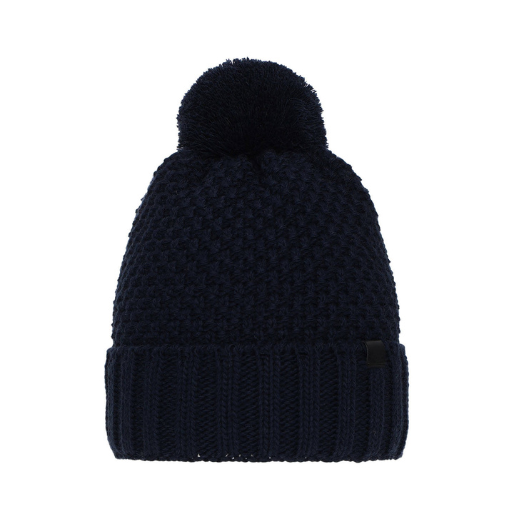 Pojke vintermössa, blå, med pompom, Polins