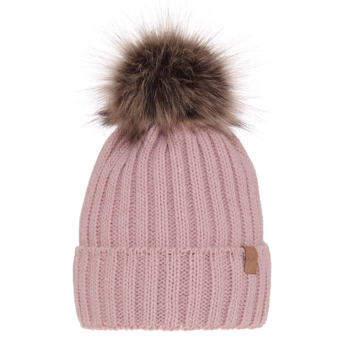 Dam vintermössa, rosa, med pompom, Europa