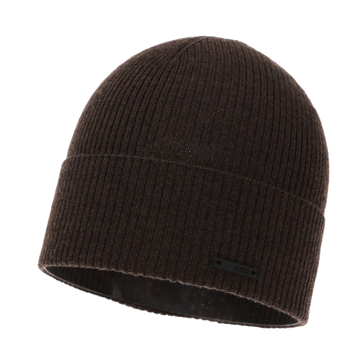 Herr höst/vår mössa, brun, 100% Merino Ull, Fleur