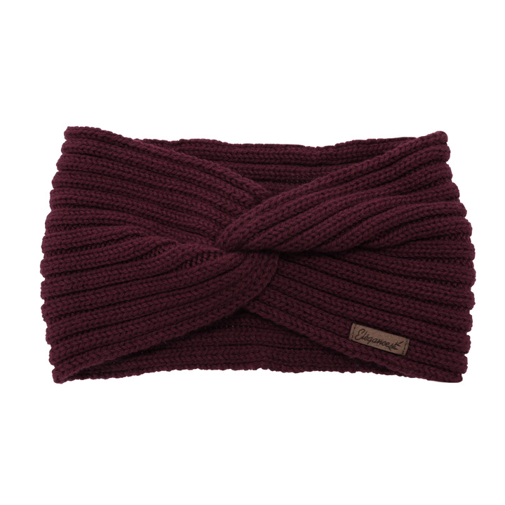Dam vinter pannband, burgundy, 100% Merino Ull, Veka