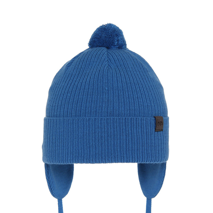 Pojke höst/vår mössa, blå, med knytband, med pompom, Axel