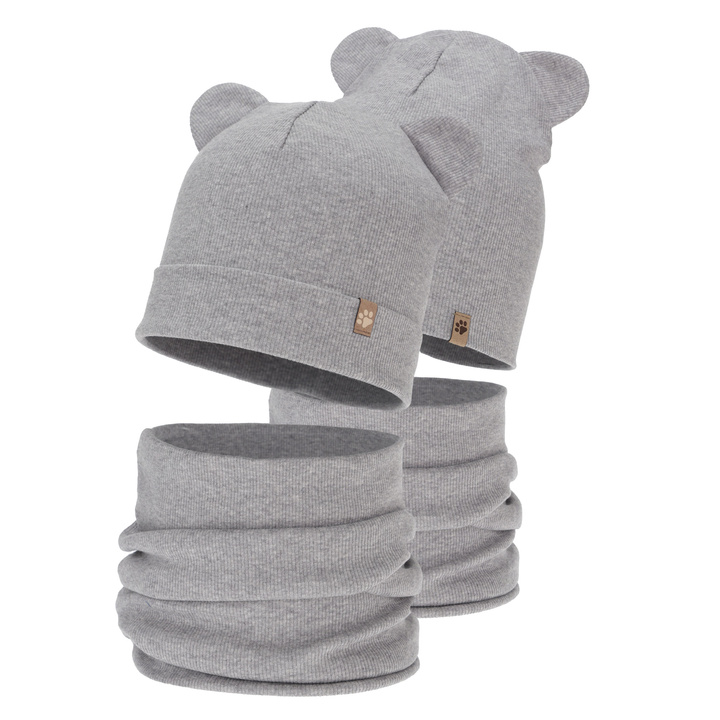 Pojke höst/vår set: mössa och tubhalsduk, grå, Farim