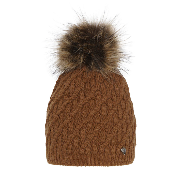 Dam vintermössa, camel, med pompom, Kaskada