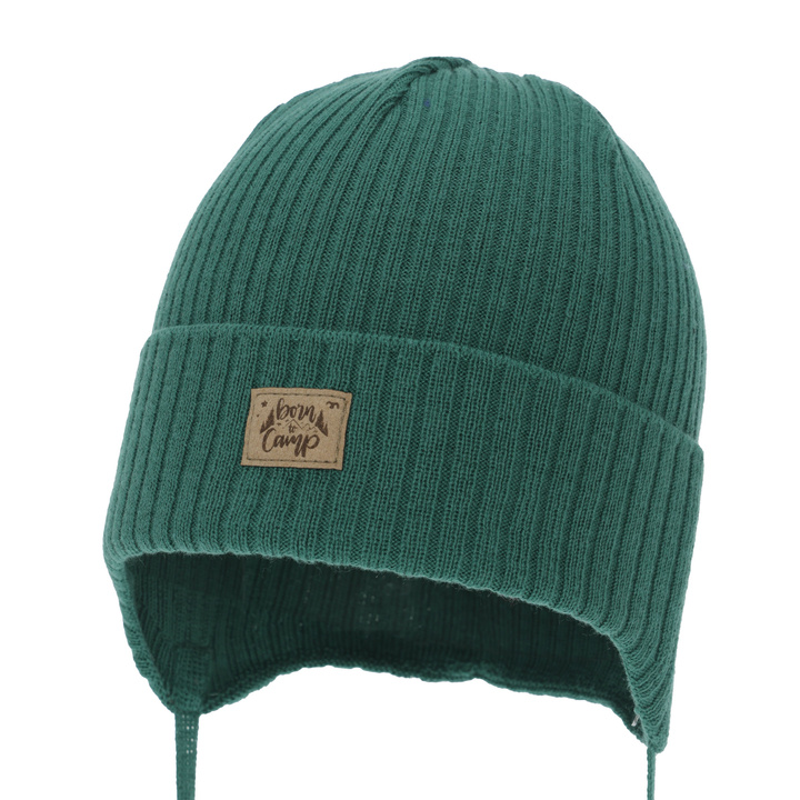 Pojke höst/vår mössa, smaragdgrön, med knytband, med bomull, Fenris
