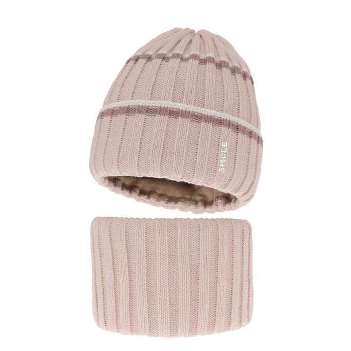 Flicka vinter set: mössa och tubhalsduk, beige, Judit