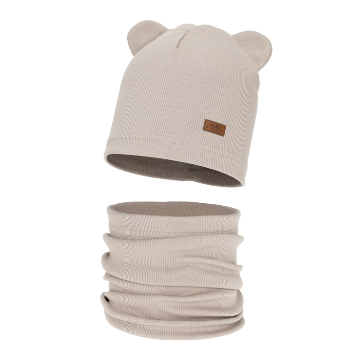 Pojke höst/vår set: mössa och tubhalsduk, beige, Gregory