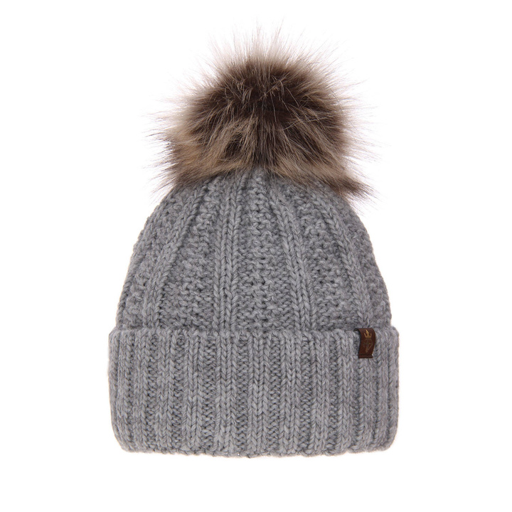 Dam vintermössa, grå, med pompom, Rene
