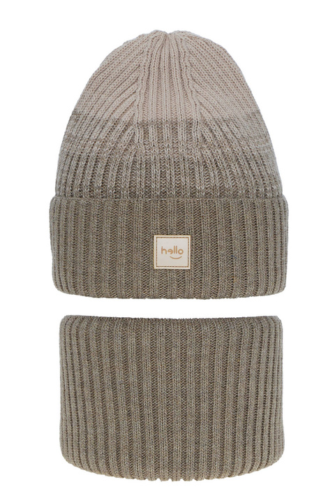 Flicka vinter set: mössa och tubhalsduk, beige, Tasha