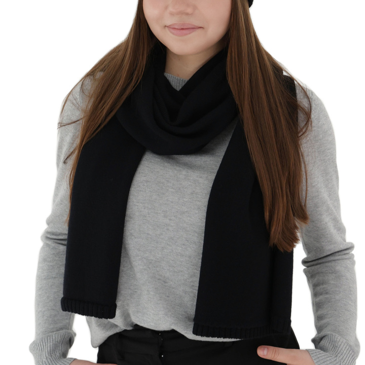 Dam vinter halsduk, svart, 100% Merino Ull, Elonia