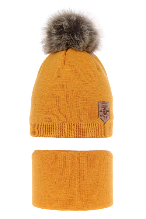 Pojke vinter set: mössa och tubhalsduk, med pompom, Apolin
