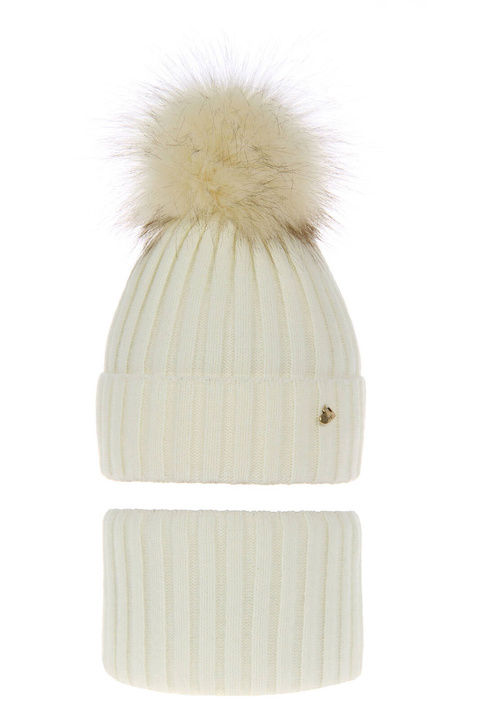Flicka vinter set: mössa och tubhalsduk, med pompom, Wilma