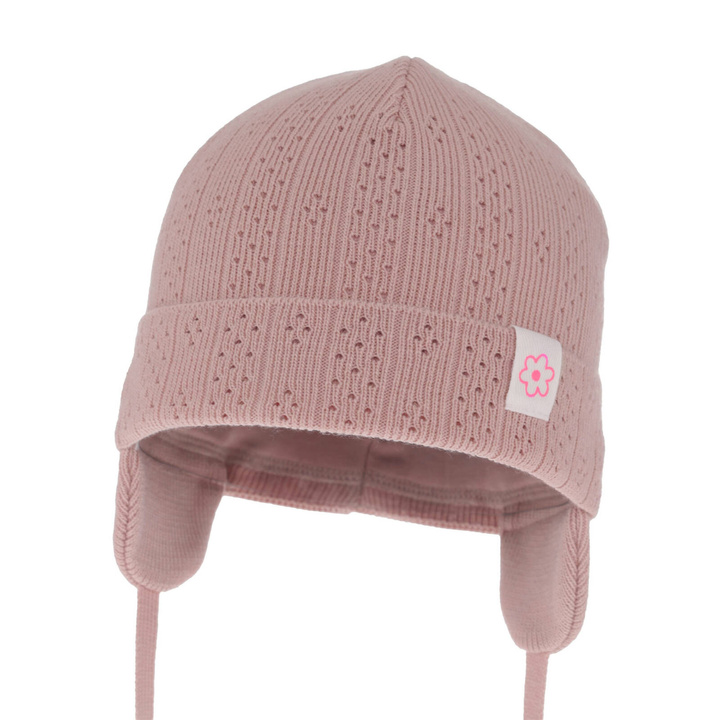 Flicka höst/vår mössa, rosa, med knytband, Lucrezia