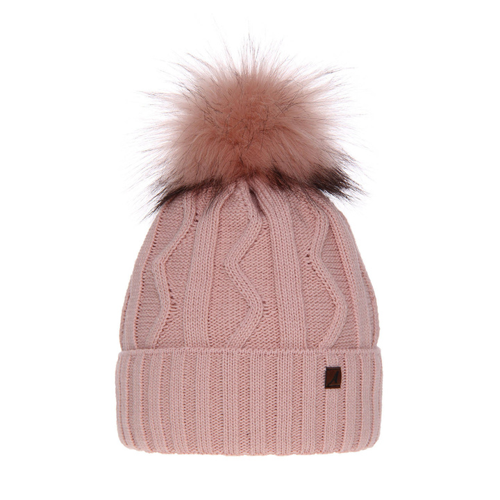 Dam vintermössa, rosa, med pompom, Renika