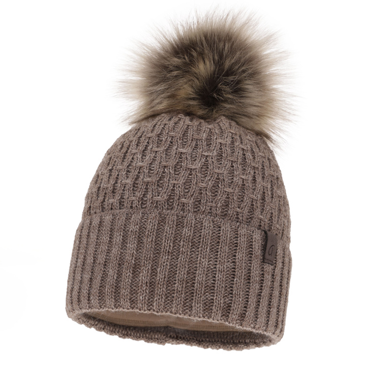Dam vintermössa, brun, med pompom, Gaba