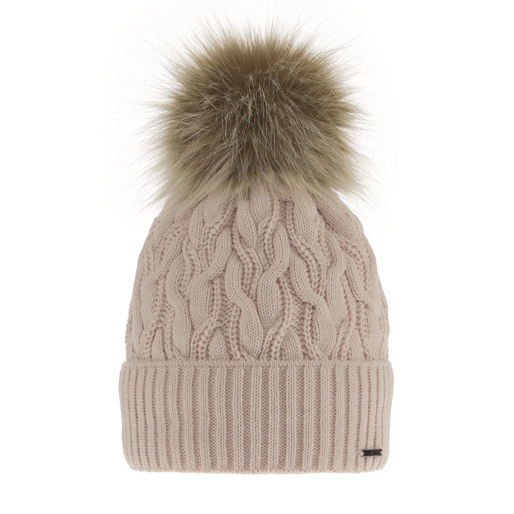 Dam vintermössa, beige, med pompom, Deva