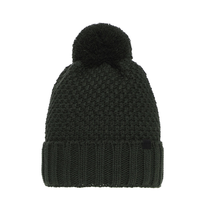 Pojke vintermössa, khaki, med pompom, Polins