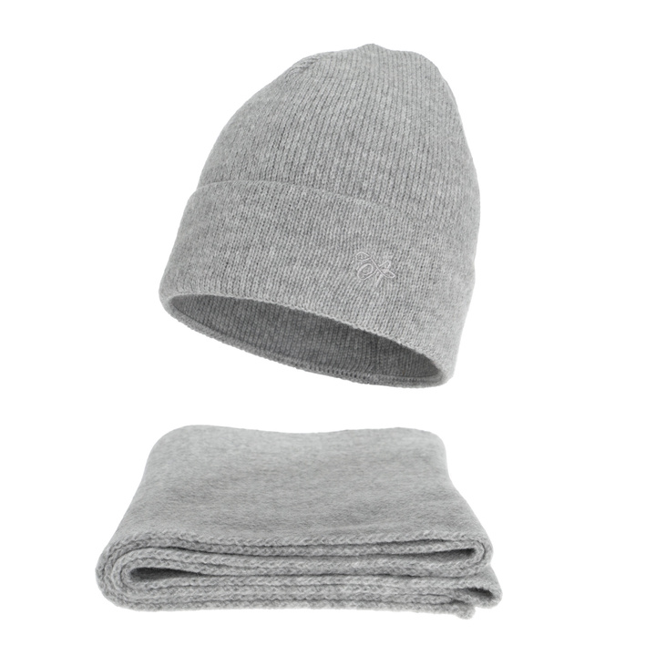 Dam vinter set: mössa och halsduk, grå, Rava