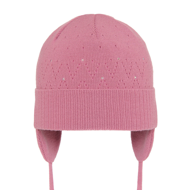 Flicka höst/vår mössa, rosa, med knytband, Apka