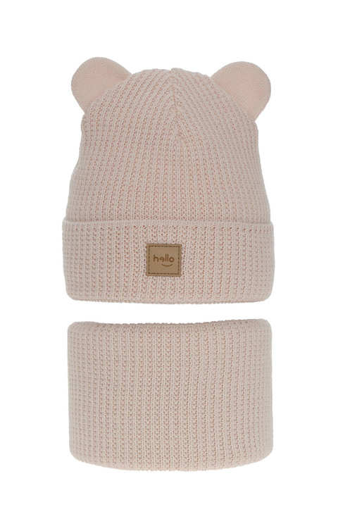 Flicka vinter set: mössa och tubhalsduk, rosa, Harper