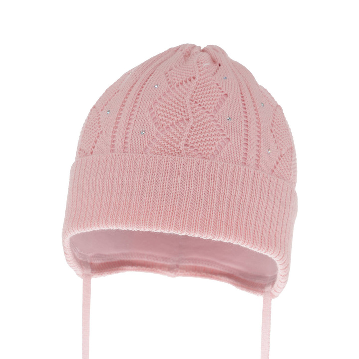 Flicka höst/vår mössa, rosa, med knytband, Marinetta