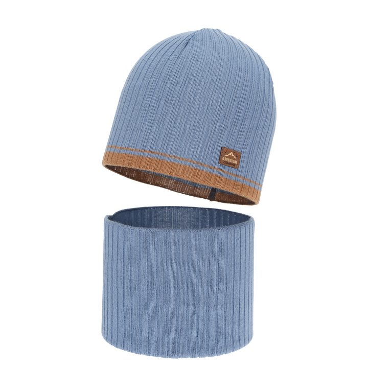 Pojke höst/vår set: mössa och tubhalsduk, med bomull, svart, Eirik