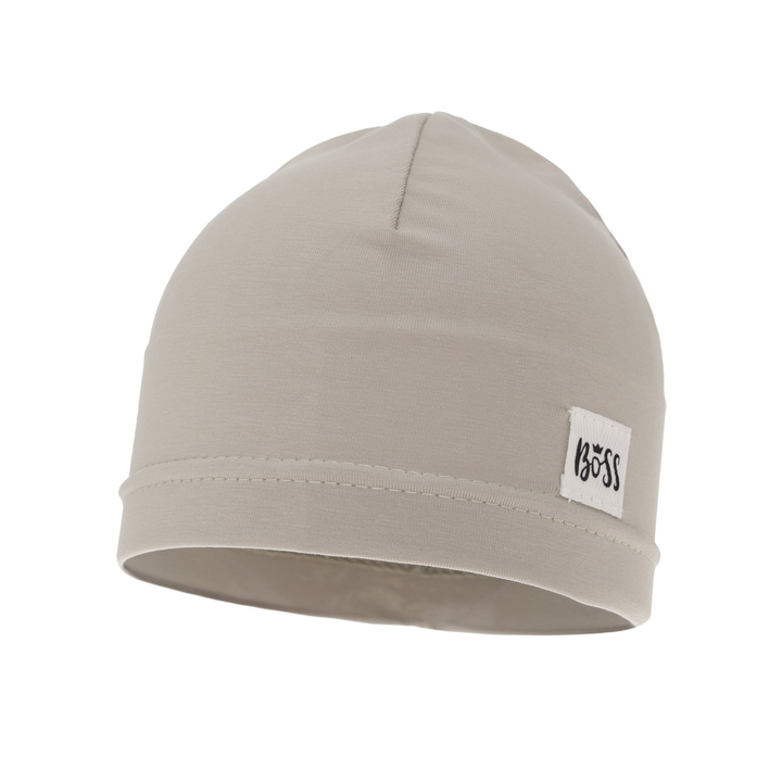 Pojke höst/vår mössa, mörk beige, bomull, Niki