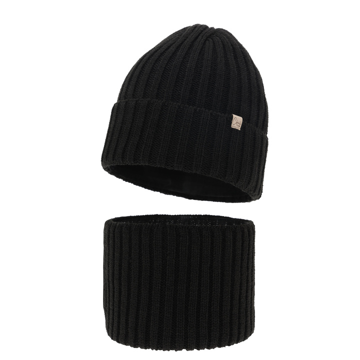 Flicka vinter set: mössa och tubhalsduk, svart, Mitti