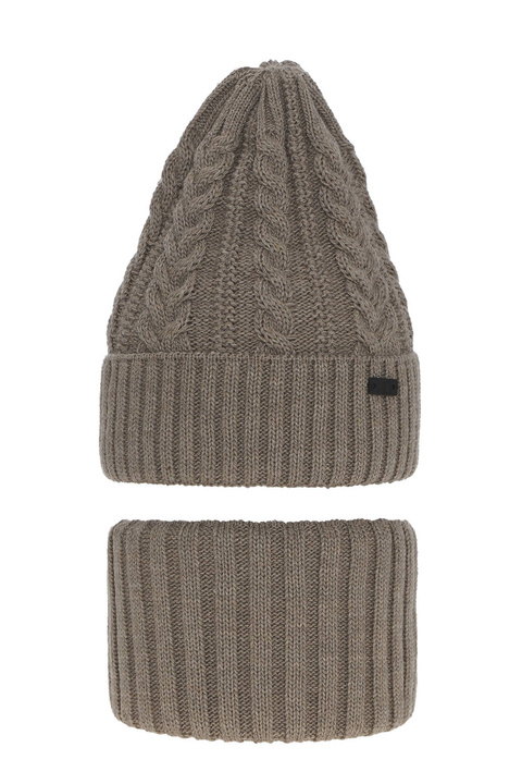 Pojke vinter set: mössa och tubhalsduk, beige, Colins