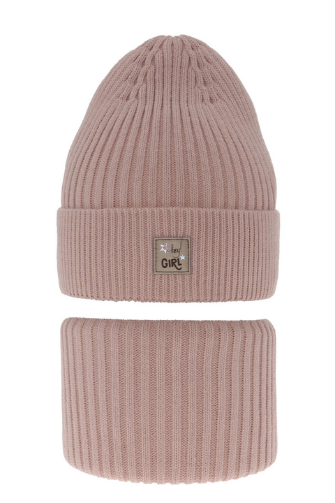 Flicka vinter set: mössa och tubhalsduk, rosa, Georgina