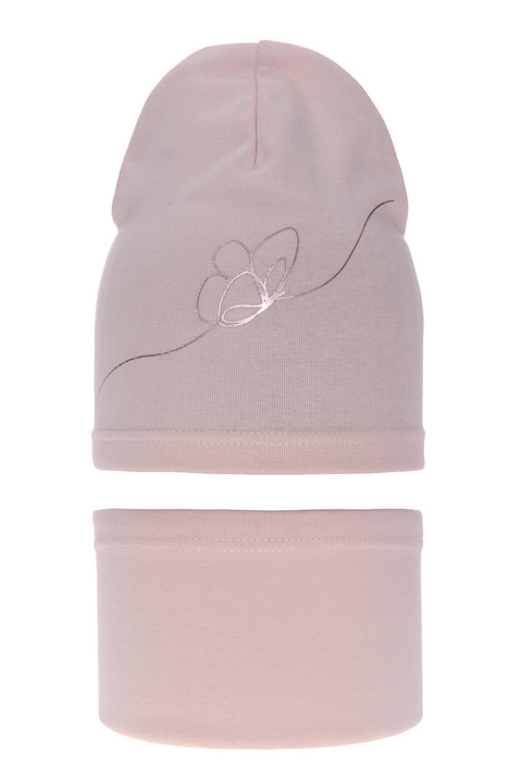 Flicka höst/vår set: mössa och tubhalsduk, rosa, fodrad med bomull, Jula