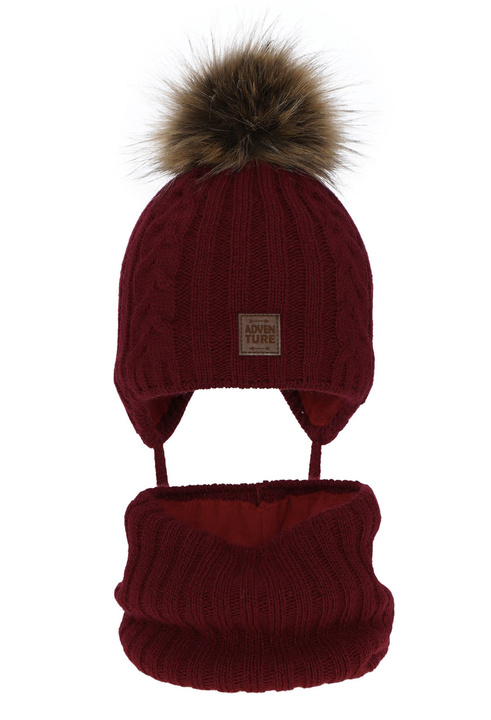 Pojke vinter set: mössa och tubhalsduk, bordå, med pompom, wiązany, Casper