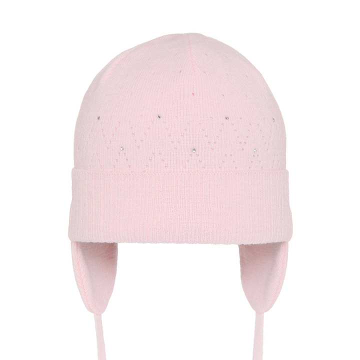 Flicka höst/vår mössa, rosa, med knytband, Apka